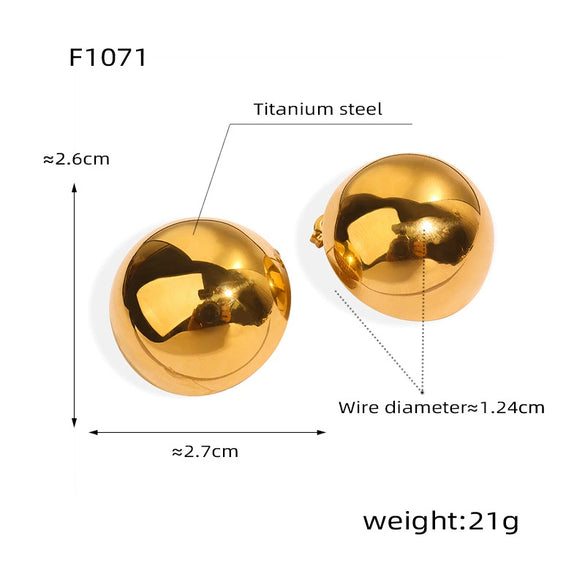 Wholesale Jewelry 316L Stainless Steel Goldplated Geometric Round Earrings For Women