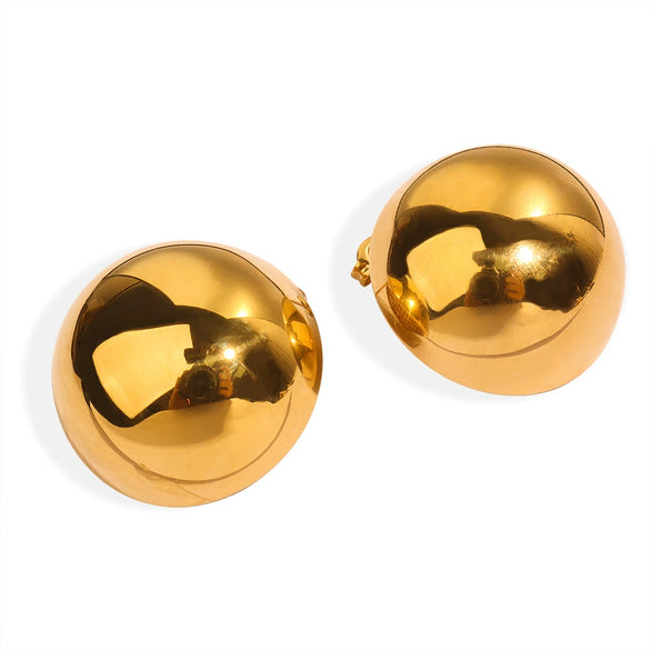 Wholesale Jewelry 316L Stainless Steel Goldplated Geometric Round Earrings For Women