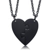 Wholesale Jewelry Titanium Steel Heart Shaped Friendship Pendant Two Piece Set Electroplated Simple Style