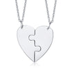 Wholesale Jewelry Titanium Steel Heart Shaped Friendship Pendant Two Piece Set Electroplated Simple Style