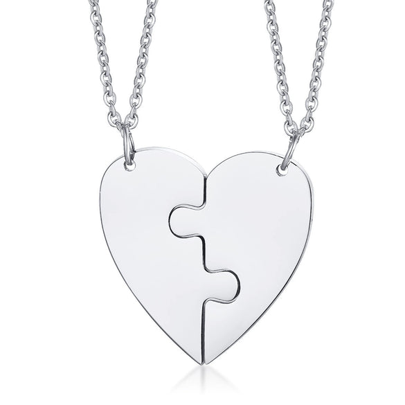 Wholesale Jewelry Titanium Steel Heart Shaped Friendship Pendant Two Piece Set Electroplated Simple Style