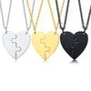 Wholesale Jewelry Titanium Steel Heart Shaped Friendship Pendant Two Piece Set Electroplated Simple Style