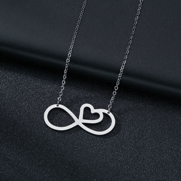 Wholesale Jewelry Titanium Steel Heartshaped Butterfly Knot Necklace For Women With Polishing Plasma Treatment