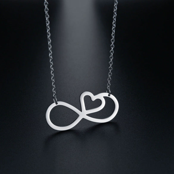 Wholesale Jewelry Titanium Steel Heartshaped Butterfly Knot Necklace For Women With Polishing Plasma Treatment