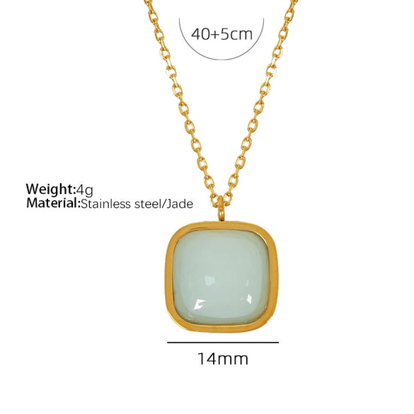 Wholesale Jewelry 316L Stainless Steel Inlaid Jade French Retro Style With Stars Sun And Moon Clouds Universe Pattern Earrings Necklace Set For Women