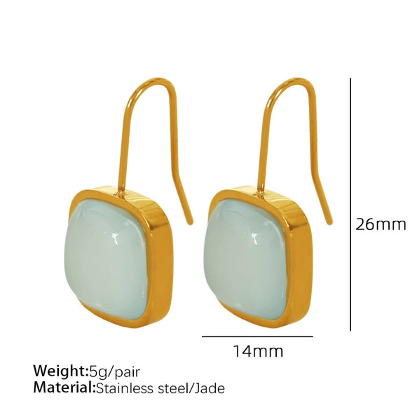 Wholesale Jewelry 316L Stainless Steel Inlaid Jade French Retro Style With Stars Sun And Moon Clouds Universe Pattern Earrings Necklace Set For Women