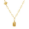 Wholesale Jewelry 316L Stainless Steel Inlaid Mixed Gem Irregular Square Sixpointed Star Pendant Necklace Plated 18K Gold Geometric Style
