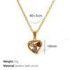Wholesale Jewelry 316L Stainless Steel Inlaid Zircon Peach Heart Love Water Drops Bell Pattern Electroplated Women's Necklace And Earrings Set