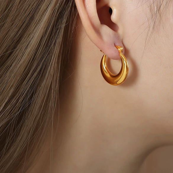 Wholesale Jewelry 316L Stainless Steel 18K Gold Plated Geometric Earrings For Women