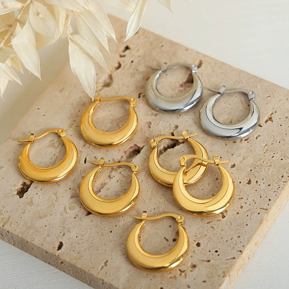 Wholesale Jewelry 316L Stainless Steel 18K Gold Plated Geometric Earrings For Women