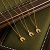 Wholesale Jewelry 316L Stainless Steel 18K Gold Plated Ushaped Diamond Pendant Necklace
