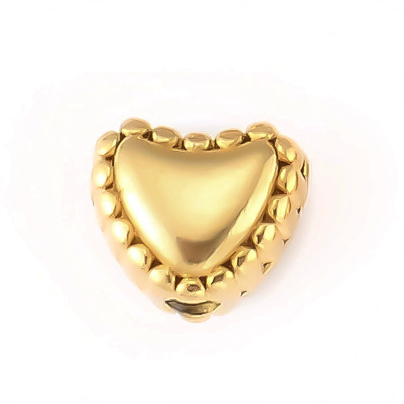 Wholesale Jewelry Titanium Steel Loose Beads Spacer Beads Love Embossed Perforated Fashion Style Drum Beads With Gold Plating