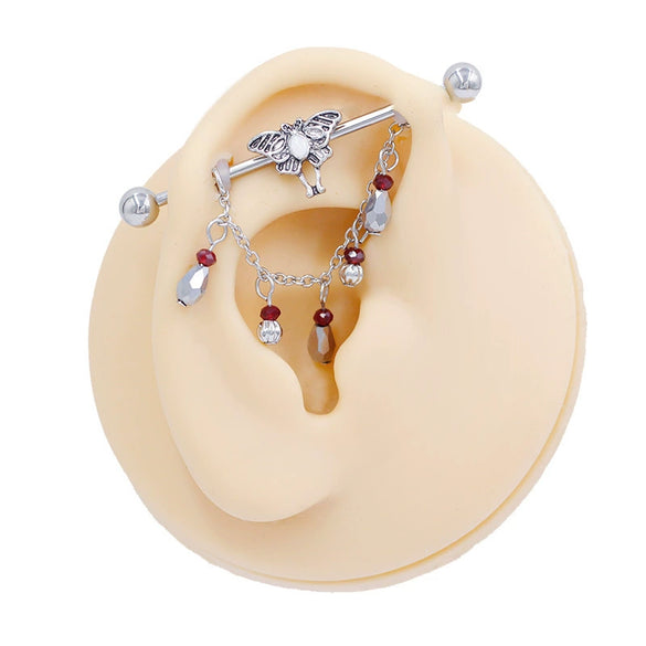 Wholesale Jewelry Titanium Steel Love Double Ear Hole Piercing With Heart Bow Star Shapes Electroplated
