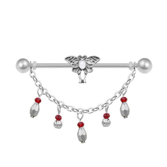 Wholesale Jewelry Titanium Steel Love Double Ear Hole Piercing With Heart Bow Star Shapes Electroplated