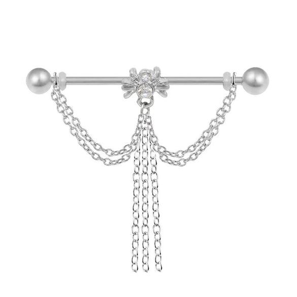 Wholesale Jewelry Titanium Steel Love Double Ear Hole Piercing With Heart Bow Star Shapes Electroplated