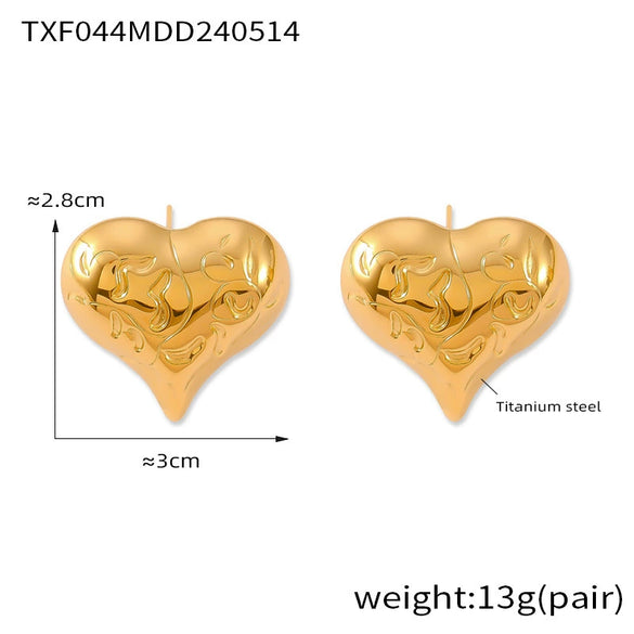 Wholesale Jewelry 316L Stainless Steel Love Drops Drops Bell Pattern Electroplating Pendant Earrings Necklace