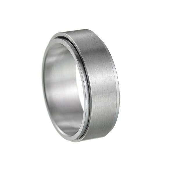 Wholesale Jewelry Titanium Steel Men's Ring Blackplated Frosted Geometric Rotating Decompression