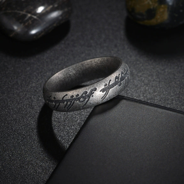 Wholesale Jewelry Titanium Steel Men's Ring Old Craft Distressed Geometric Style