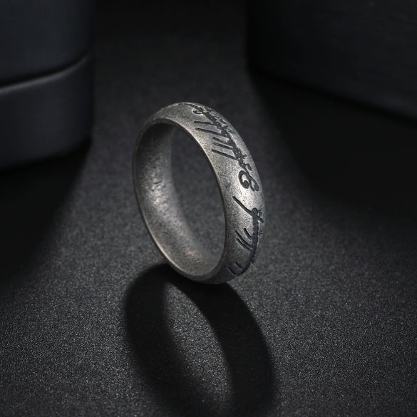 Wholesale Jewelry Titanium Steel Men's Ring Old Craft Distressed Geometric Style