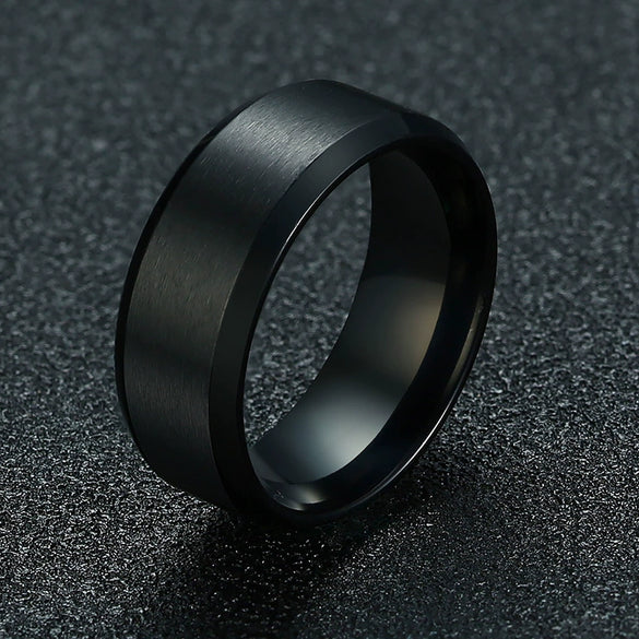 Wholesale Jewelry Titanium Steel Men's Ring With Geometric Design And Electroplating Treatment