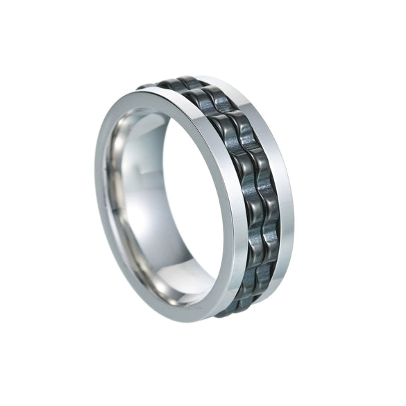 Wholesale Jewelry Titanium Steel Multicolor Geometric Rotation Decompression Unisex Ring Electroplated