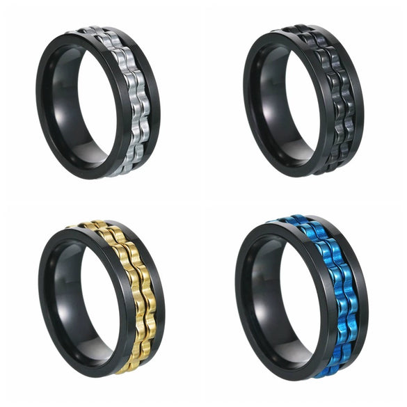 Wholesale Jewelry Titanium Steel Multicolor Geometric Rotation Decompression Unisex Ring Electroplated