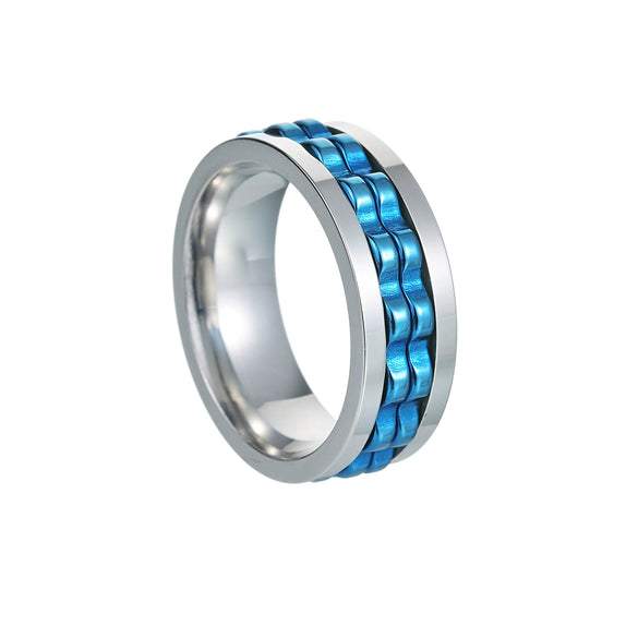 Wholesale Jewelry Titanium Steel Multicolor Geometric Rotation Decompression Unisex Ring Electroplated