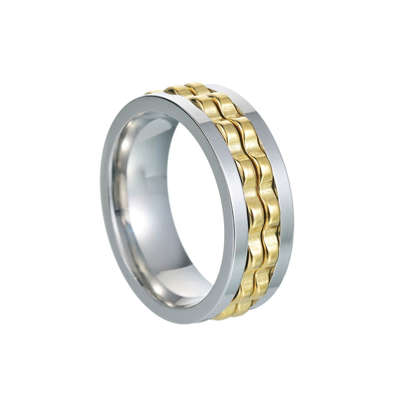 Wholesale Jewelry Titanium Steel Multicolor Geometric Rotation Decompression Unisex Ring Electroplated