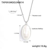 Wholesale Jewelry Titanium Steel Oval Fritillaria Pendant Necklace Ring Earrings 18K Gold Plated Light Luxury Set