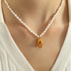 Wholesale Jewelry 316L Stainless Steel Pearl Gesture Fashion Retro Necklace Set