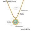 Wholesale Jewelry 316L Stainless Steel Pearl Weight Glaze Plants Flowers Pattern Electroplating Women's Court Style Necklace