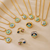 Wholesale Jewelry 316L Stainless Steel Pearl Weight Glaze Plants Flowers Pattern Electroplating Women's Court Style Necklace