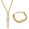Wholesale Jewelry Titanium Steel Plant Flowers Woven Tassel Electroplating Necklace Bracelet Ring Set