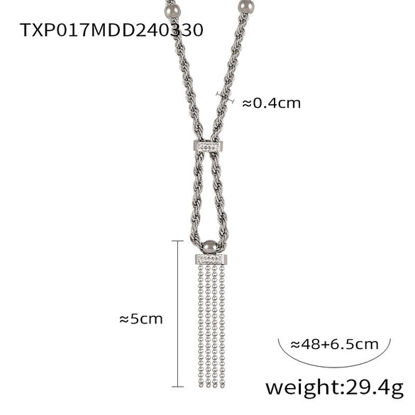 Wholesale Jewelry Titanium Steel Plant Flowers Woven Tassel Electroplating Necklace Bracelet Ring Set
