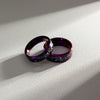 Wholesale Jewelry Titanium Steel Purple Geometric Pattern Ring And Bracelet For Couples