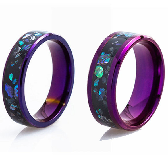 Wholesale Jewelry Titanium Steel Purple Geometric Pattern Ring And Bracelet For Couples