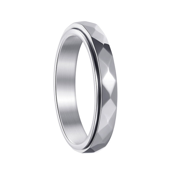 Wholesale Jewelry Titanium Steel Rhombus Cutout Decompression Rotating Finger Ring Electroplated For Men And Women