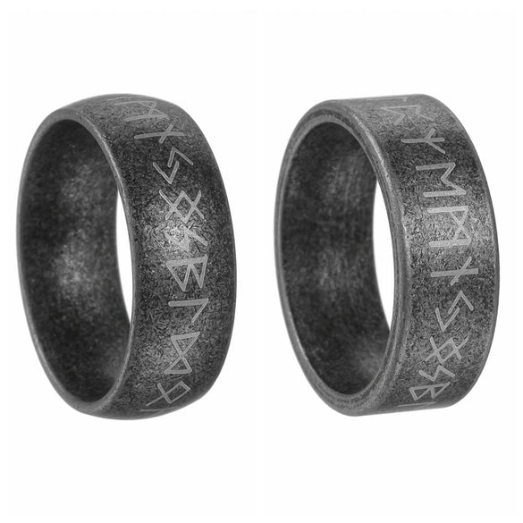 Wholesale Jewelry Titanium Steel Ring Distressed Style With Viking Loon Rune Letters Numbers Text Unisex