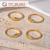 Wholesale Jewelry Titanium Steel Ring Matte Brushed Geometric Style 18K Gold Plated