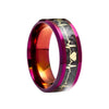 Wholesale Jewelry Titanium Steel Ring With Electrocardiogram Heartbeat Pattern And Dripping Oil Treatment Unisex Inlaid Carbon Fiber With Letters Numbers Text