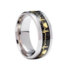 Wholesale Jewelry Titanium Steel Ring With Electrocardiogram Heartbeat Pattern And Dripping Oil Treatment Unisex Inlaid Carbon Fiber With Letters Numbers Text