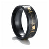 Wholesale Jewelry Titanium Steel Ring With Electrocardiogram Heartbeat Pattern And Dripping Oil Treatment Unisex Inlaid Carbon Fiber With Letters Numbers Text