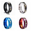 Wholesale Jewelry Titanium Steel Ring With Electrocardiogram Heartbeat Pattern And Dripping Oil Treatment Unisex Inlaid Carbon Fiber With Letters Numbers Text