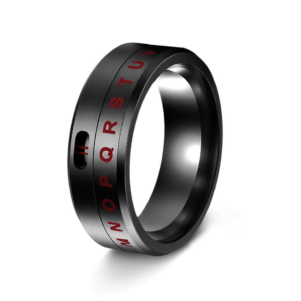 Wholesale Jewelry Titanium Steel Rotatable Letter And Number Rings Plating Oil
