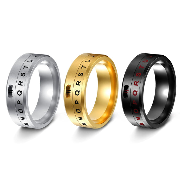 Wholesale Jewelry Titanium Steel Rotatable Letter And Number Rings Plating Oil