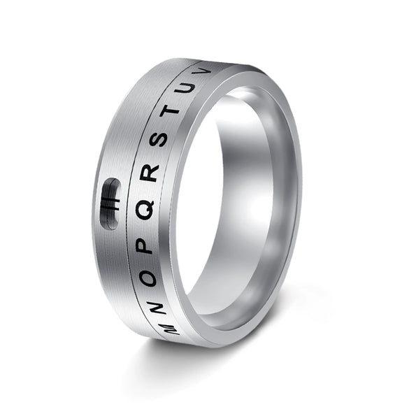 Wholesale Jewelry Titanium Steel Rotatable Letter And Number Rings Plating Oil