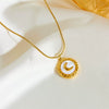 Wholesale Jewelry Titanium Steel Round Shell Moon Snake Bone Style With Stars Sun And Moon Clouds Universe Pattern Electroplated For Women