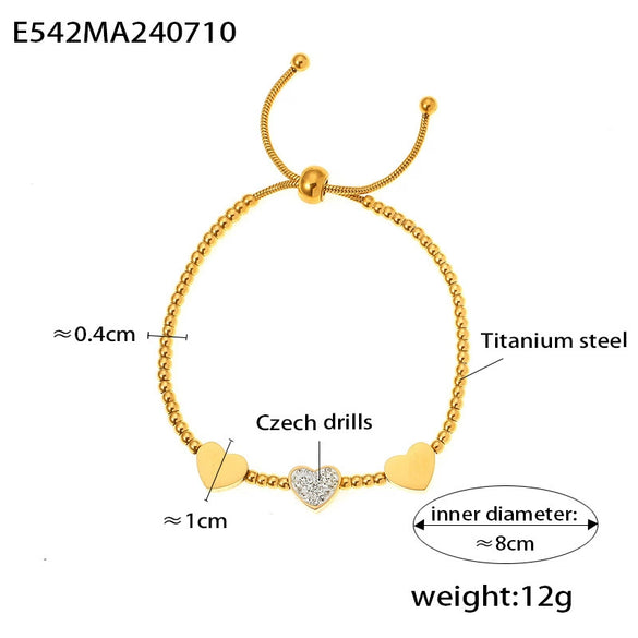 Wholesale Jewelry 316L Stainless Steel Snake Bone Chain Love Pendant Geometric Pattern Electroplated Bracelet