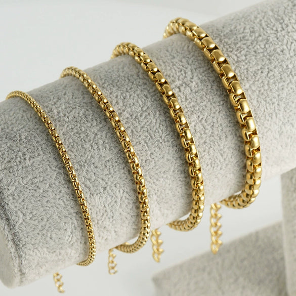 Wholesale Jewelry 316L Stainless Steel Square Geometric Electroplated Chain Bracelet For Unisex