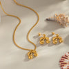 Wholesale Jewelry Titanium Steel Stainless Steel Fruit Pattern Fairy Style Earrings Necklace Suit With Pvd Vacuum Real Gold Electroplating